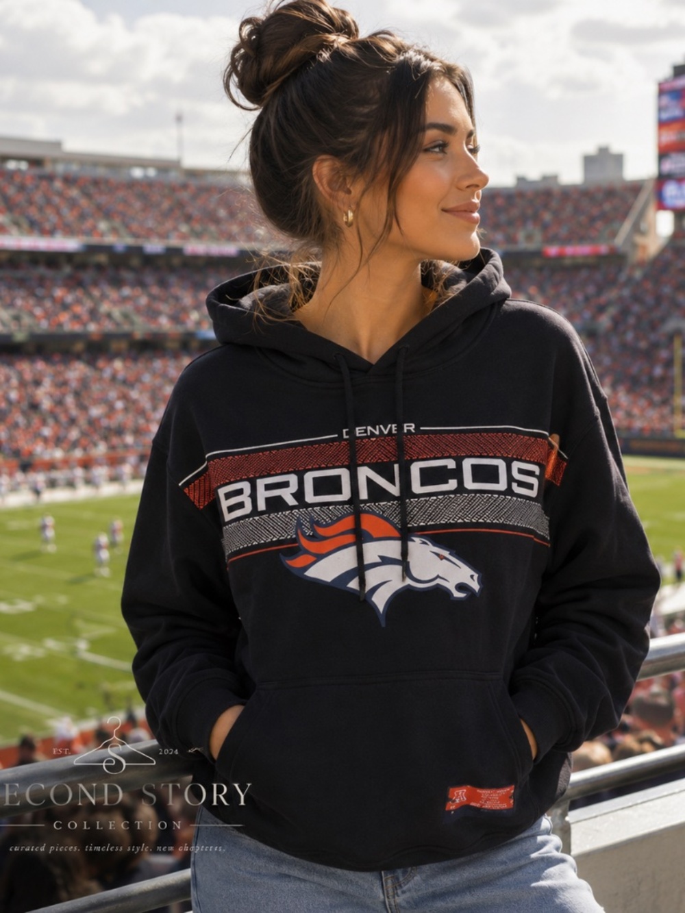 NFL Denver Broncos Hoodie Football Adult Size Large NWOT Game Day